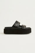 ATENEO - Flatform Sandals Studded Straps - Black Matte