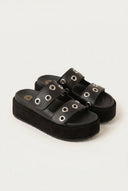 ATENEO - Flatform Sandals Studded Straps - Black Matte