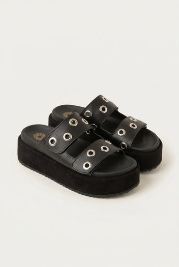 ATENEO - Flatform Sandals Studded Straps - Black Matte