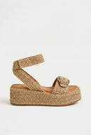 Mariella Fabiani - Flatform Sandals - Tan Raffia