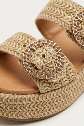 Mariella Fabiani - Flatform Sandals - Tan Raffia