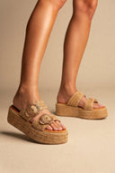 Mariella Fabiani - Flatform Sandals - Tan Raffia