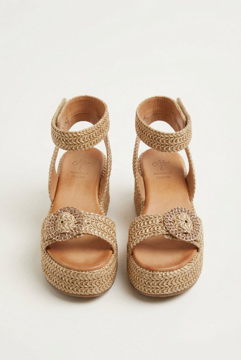 Mariella Fabiani - Flatform Sandals - Tan Raffia
