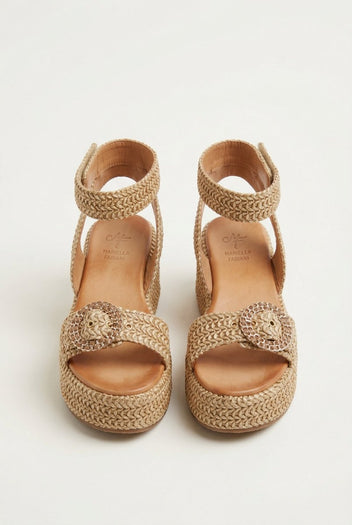 Mariella Fabiani - Flatform Sandals - Tan Raffia