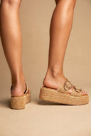 Mariella Fabiani - Flatform Sandals - Tan Raffia