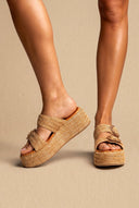 Mariella Fabiani - Flatform Sandals - Tan Raffia