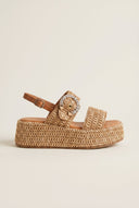 Mariella Fabiani - Flatform Sandals - Tan Raffia