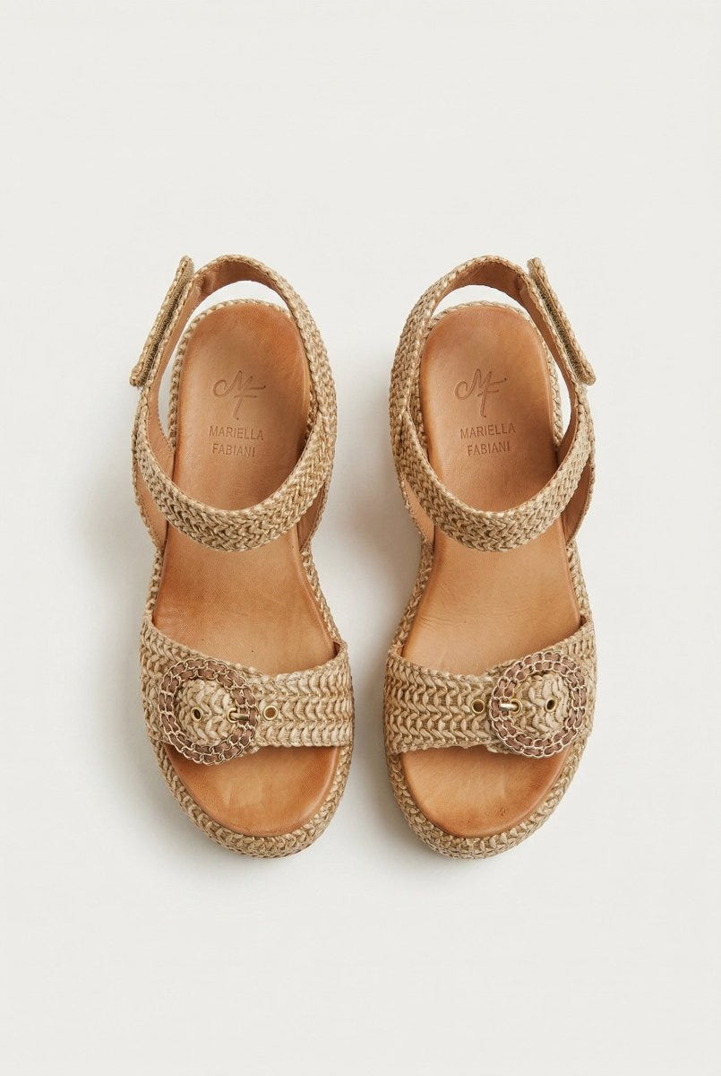 Mariella Fabiani - Flatform Sandals - Tan Raffia