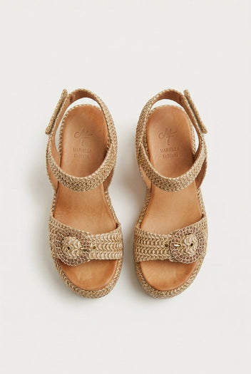 Mariella Fabiani - Flatform Sandals - Tan Raffia