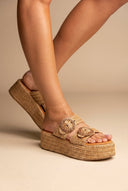 Mariella Fabiani - Flatform Sandals - Tan Raffia