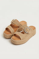 Mariella Fabiani - Flatform Sandals - Tan Raffia