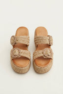 Mariella Fabiani - Flatform Sandals - Tan Raffia