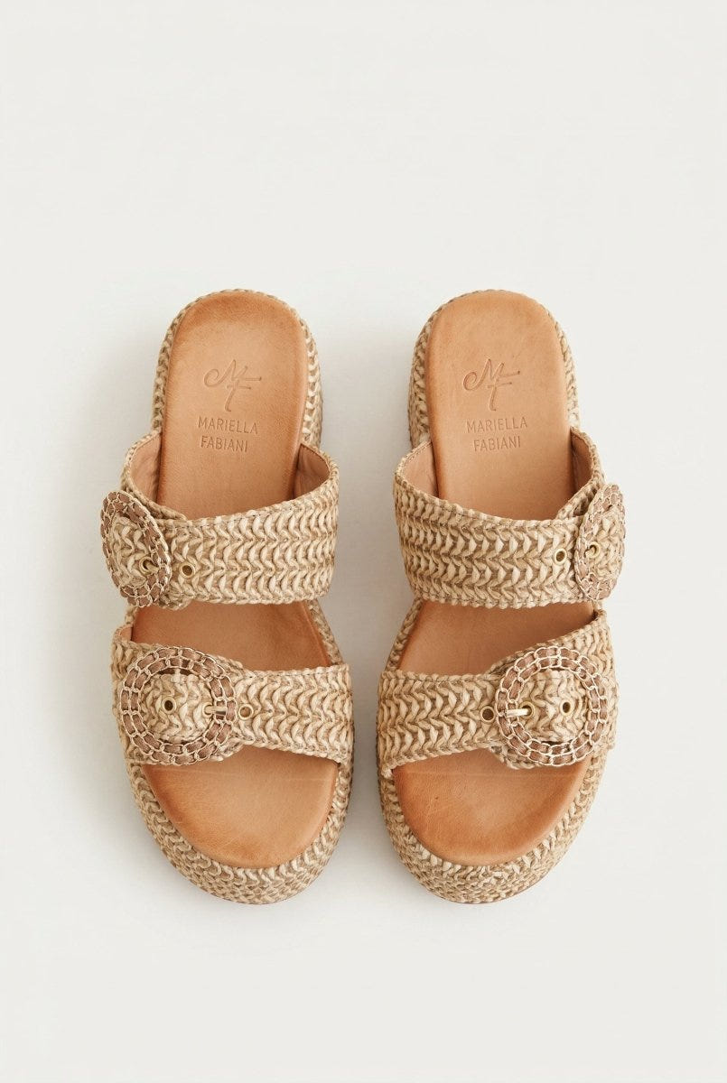 Mariella Fabiani - Flatform Sandals - Tan Raffia