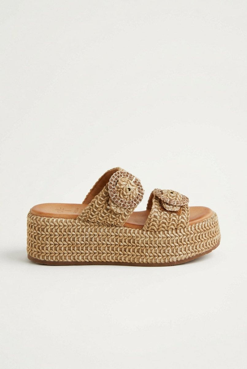 Mariella Fabiani - Flatform Sandals - Tan Raffia
