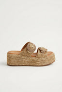 Mariella Fabiani - Flatform Sandals - Tan Raffia