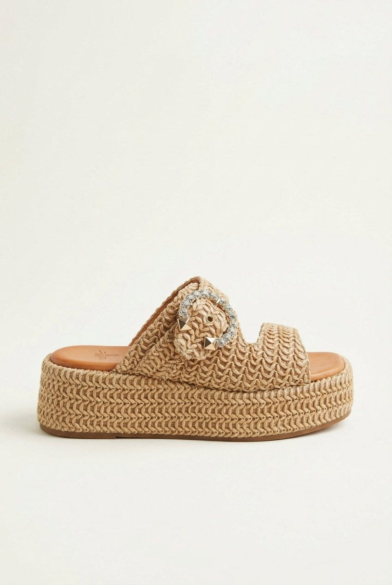 Mariella Fabiani - Flatform Sandals - Tan Raffia