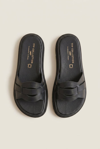 TFP - Flatform Sandals Wide Cut Out - Black Matte