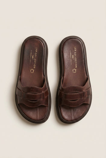 TFP - Flatform Sandals Wide Cut Out - Brown Matte