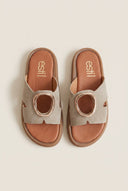 TFP - Flatform Sandals Wide Cut Out - Taupe Suede