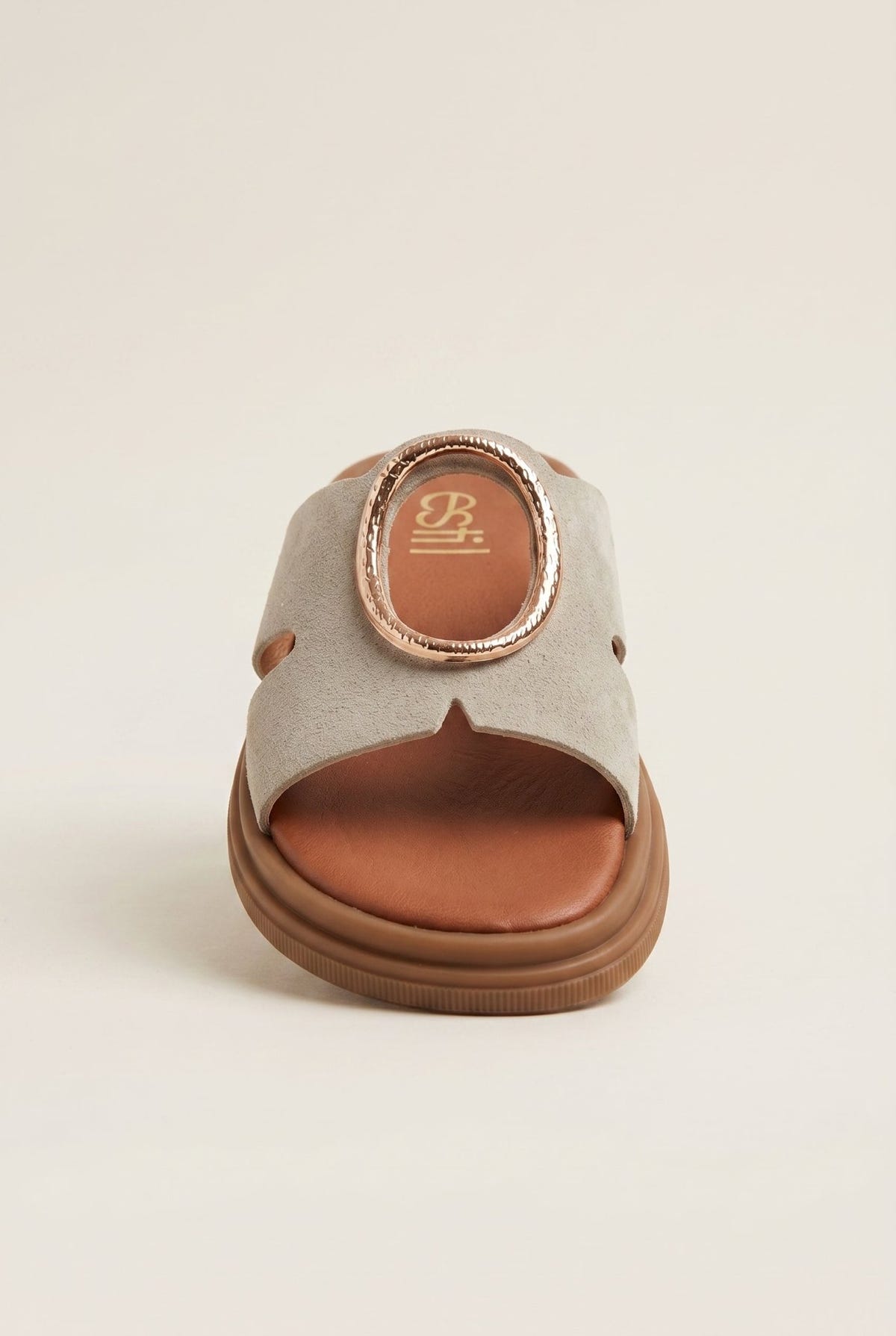 TFP - Flatform Sandals Wide Cut Out - Taupe Suede