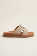 TFP - Flatform Sandals Wide Cut Out - Taupe Suede