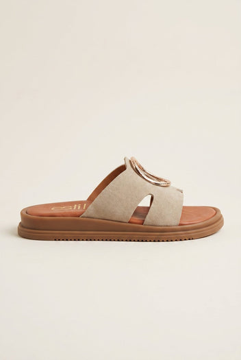 TFP - Flatform Sandals Wide Cut Out - Taupe Suede