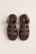 TFP - Flatform Sandals Wide Strap Buckle - Brown Suede