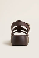 TFP - Flatform Sandals Wide Strap Buckle - Brown Suede