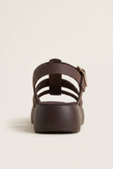 TFP - Flatform Sandals Wide Strap Buckle - Brown Suede