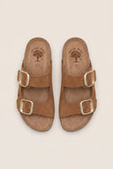 Inter - Bios - Flatform Sandals Wide Strap Buckle - Tan Suede