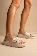 Gold Star - Flatform Slides Buckle - Beige Matte