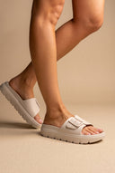 Gold Star - Flatform Slides Buckle - Beige Matte