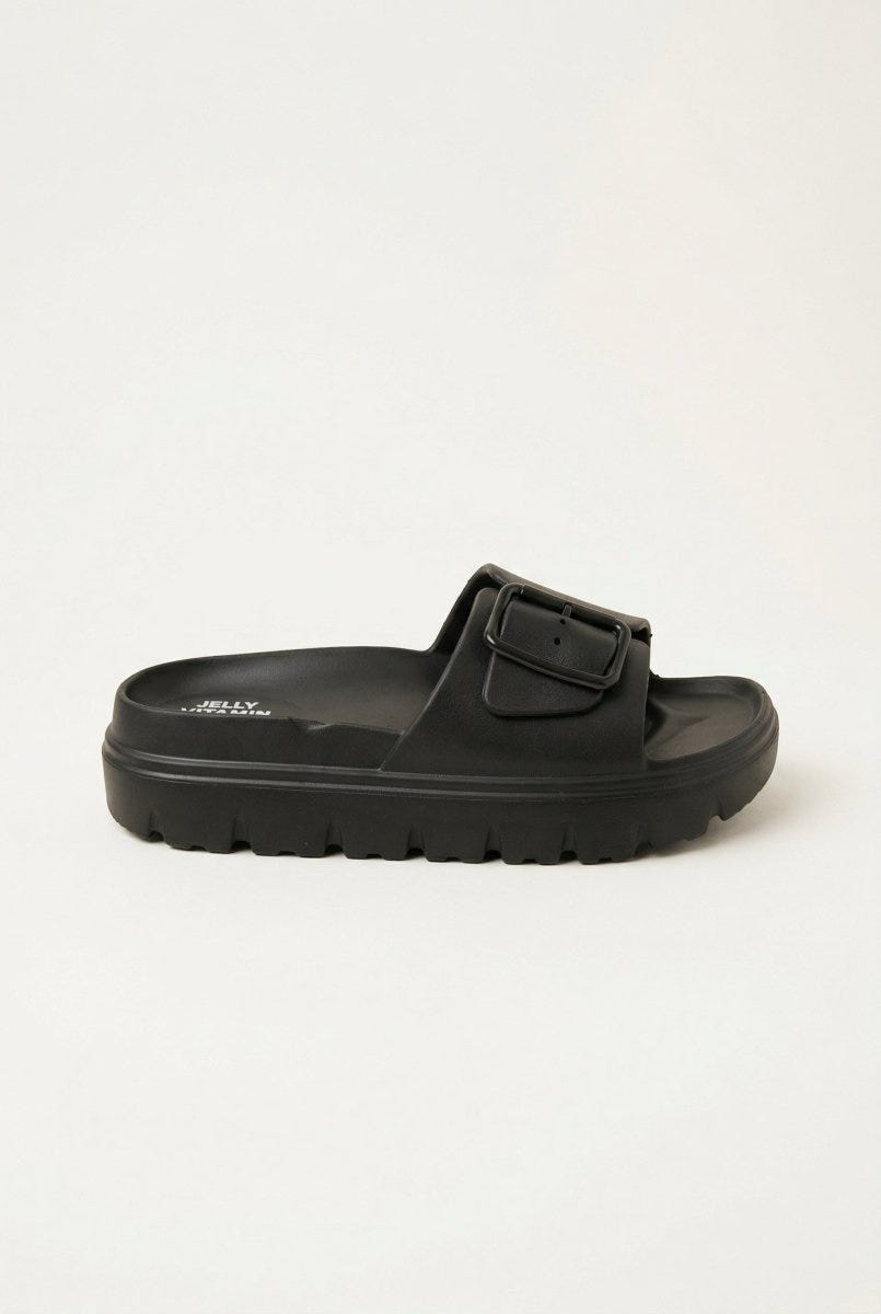 Gold Star - Flatform Slides Buckle - Black Matte