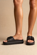 Gold Star - Flatform Slides Buckle - Black Matte