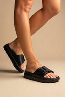 Gold Star - Flatform Slides Buckle - Black Matte