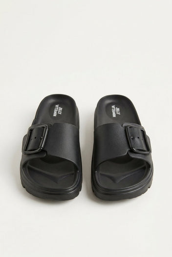 Gold Star - Flatform Slides Buckle - Black Matte