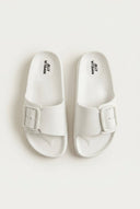 Gold Star - Flatform Slides Buckle - White Matte