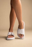 Gold Star - Flatform Slides Buckle - White Matte
