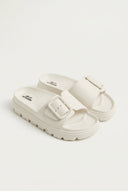 Gold Star - Flatform Slides Buckle - White Matte