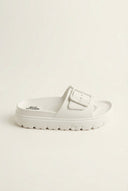 Gold Star - Flatform Slides Buckle - White Matte