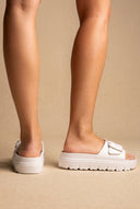Gold Star - Flatform Slides Buckle - White Matte