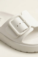 Gold Star - Flatform Slides Buckle - White Matte