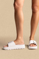 Gold Star - Flatform Slides Buckle - White Matte