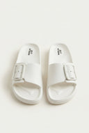 Gold Star - Flatform Slides Buckle - White Matte