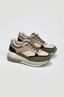 Flatform sneakers σε συνδυασμούς υλικών ERYNN - Χακί - thefashionproject.gr - ERYNN