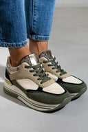 Flatform sneakers σε συνδυασμούς υλικών ERYNN - Χακί - thefashionproject.gr - ERYNN