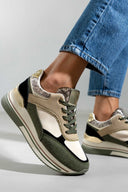 Flatform sneakers σε συνδυασμούς υλικών ERYNN - Χακί - thefashionproject.gr - ERYNN