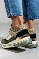 Flatform sneakers σε συνδυασμούς υλικών ERYNN - Χακί - thefashionproject.gr - ERYNN