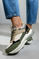 Flatform sneakers σε συνδυασμούς υλικών ERYNN - Χακί - thefashionproject.gr - ERYNN