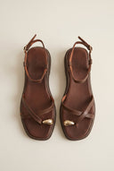Mariella Fabiani - Flatform Toe Ring Sandals - Brown Matte
